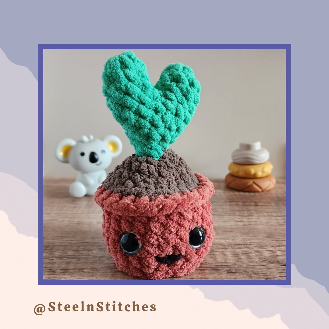 HeartLeaf Hugger – Plush Fidget Plant with Soft Heart Leaves | Handmade Crochet Gift