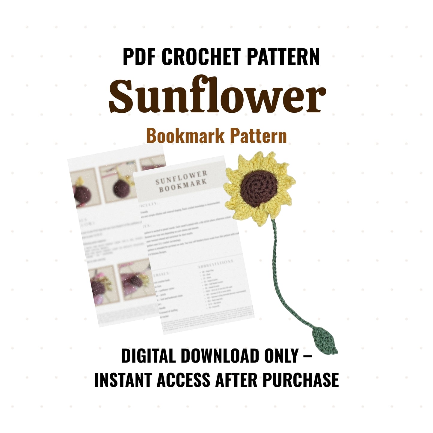 🌻 Sunflower Bookmark Crochet Pattern (Digital PDF)