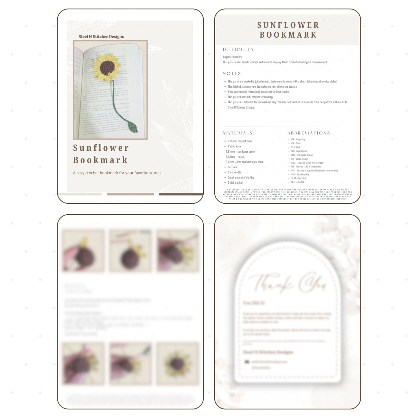 🌻 Sunflower Bookmark Crochet Pattern (Digital PDF)
