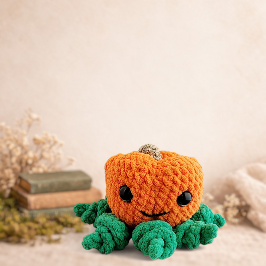 Handmade Fall Pumpkin Friend - Happy Pumpkin Crochet Plush