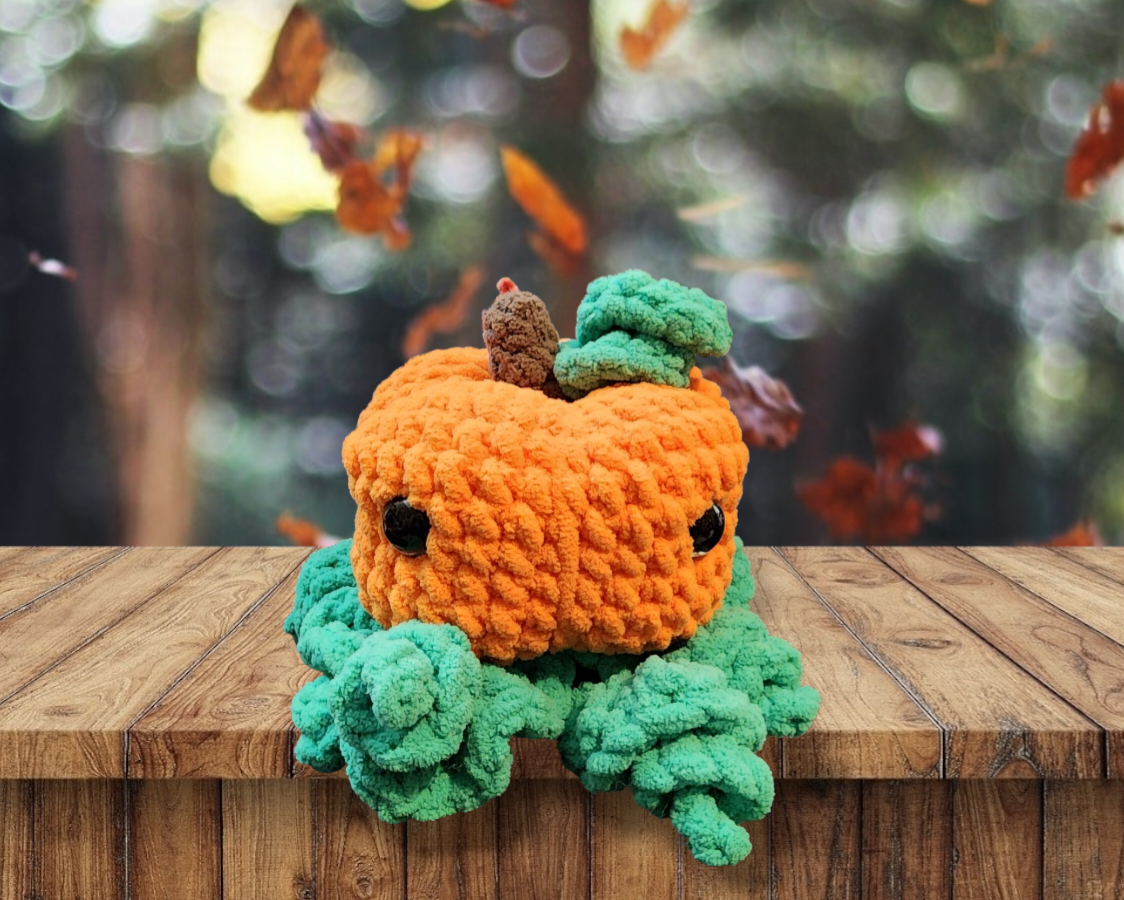 Handmade Fall Pumpkin Friend - Happy Pumpkin Crochet Plush