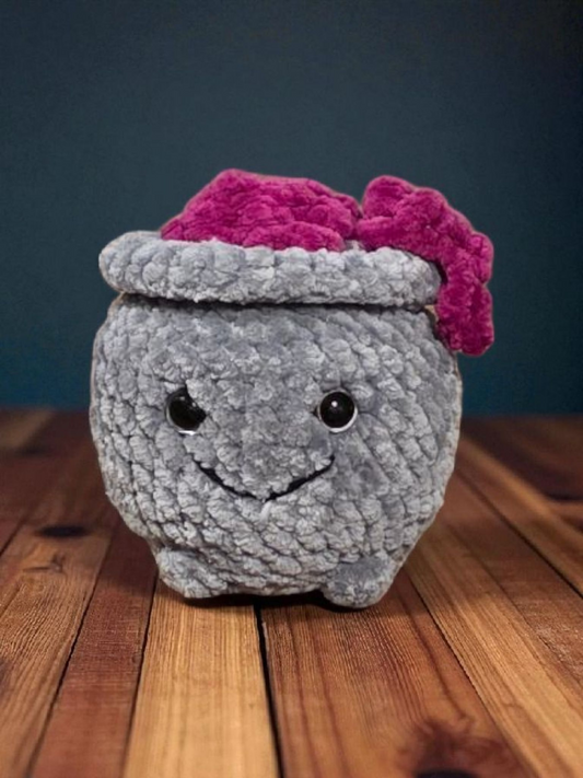 Medium Cauldron Plush – Crochet Witch Cauldron with Potion Top | 4.5 Inch Plushie | Spooky Cute Halloween Gift