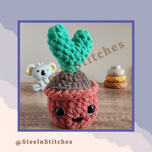 HeartLeaf Hugger – Plush Fidget Plant with Soft Heart Leaves | Handmade Crochet Gift